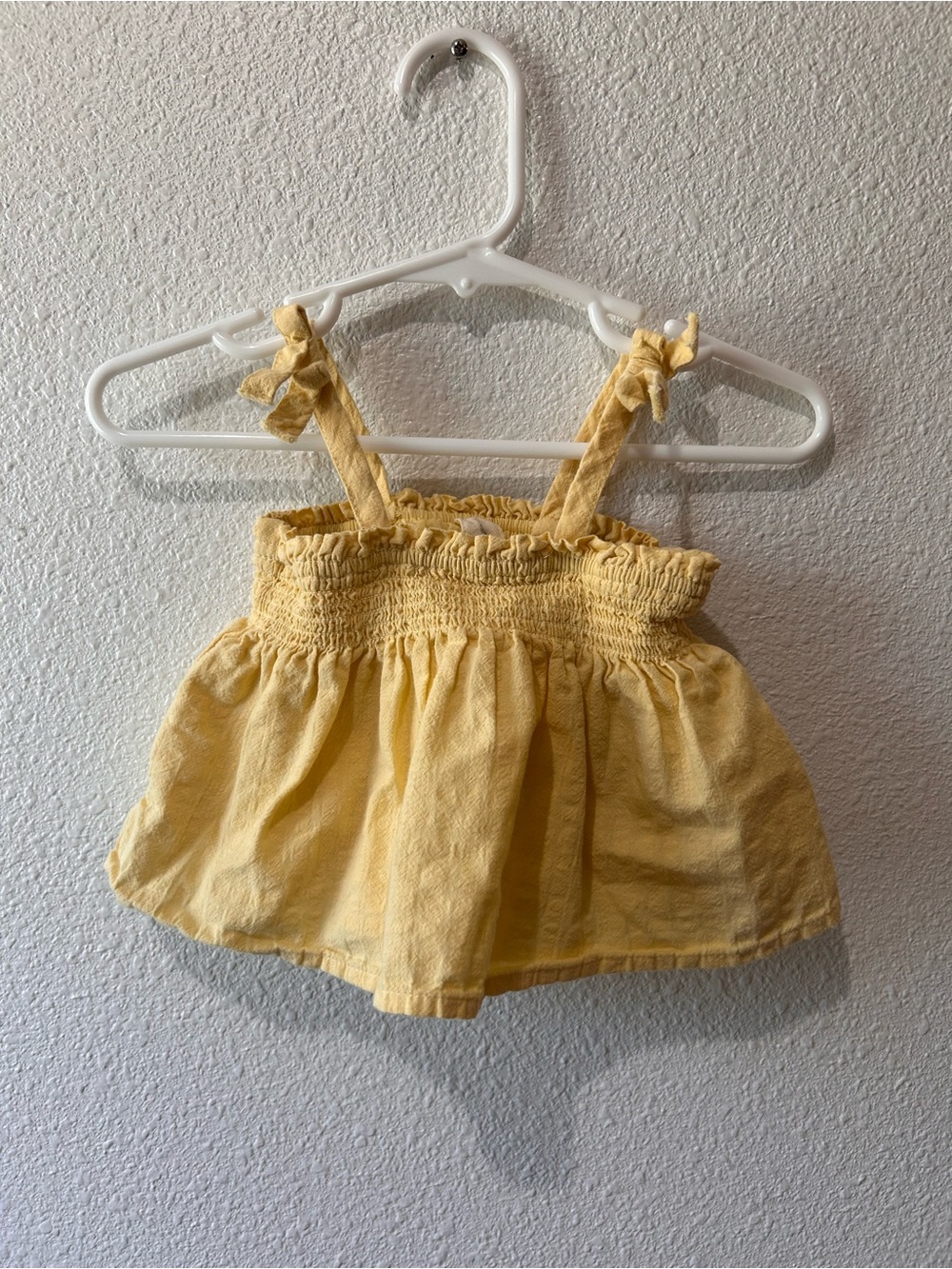 Yellow Smocked Cotton Tank Top